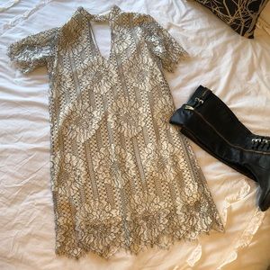 Black and white lace dress